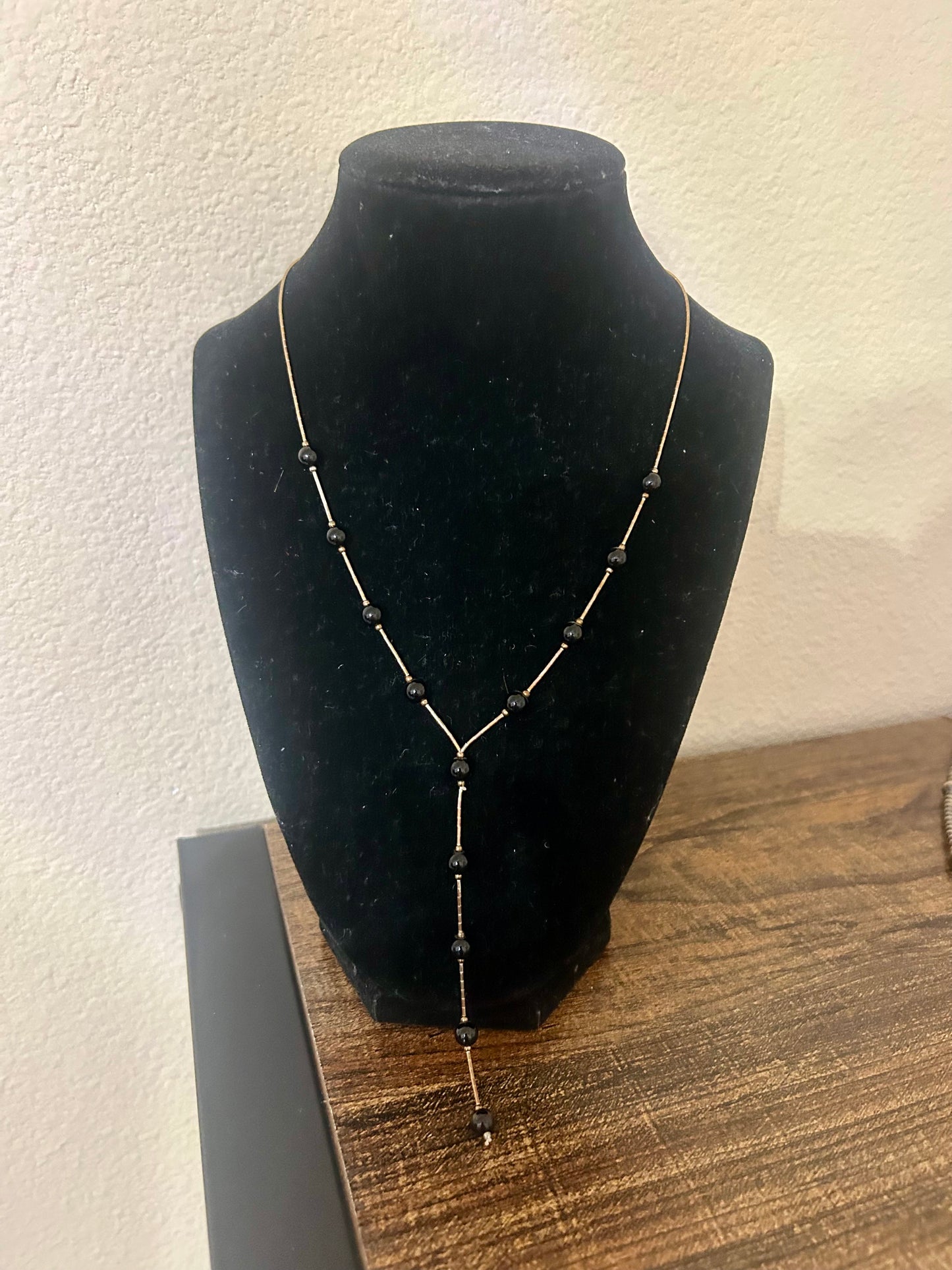 Black Onyx and Liquid Silver Lariat