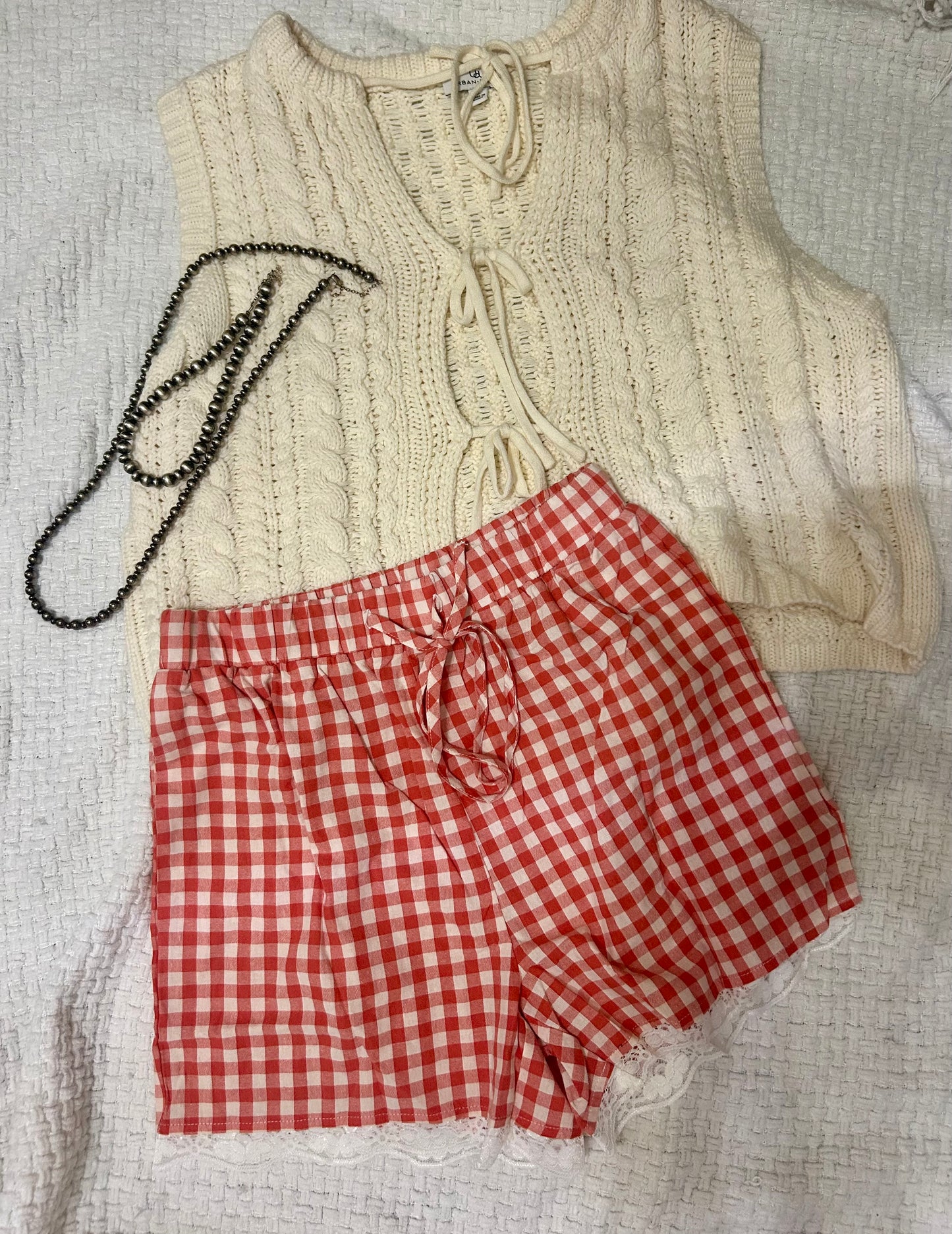 Gingham Plaid Lace Shorts