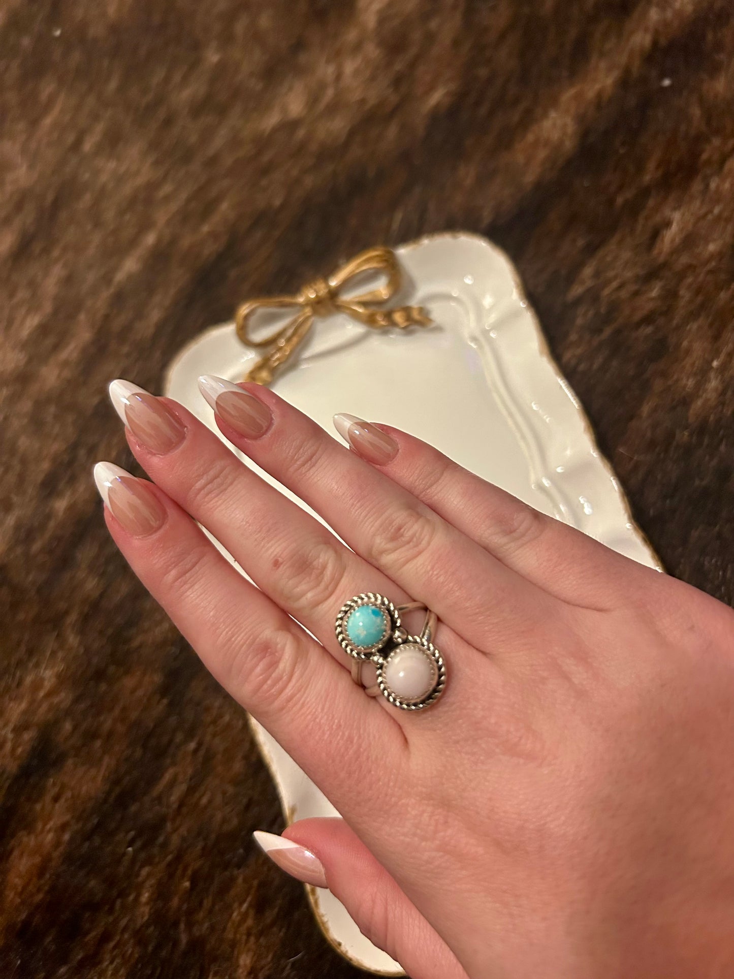 Two Stone Opal Ring Size 7