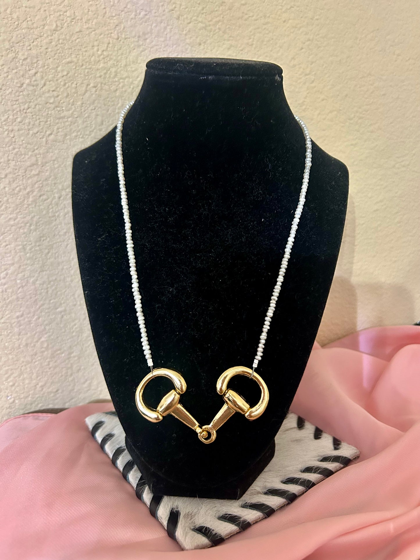 Gold Bit and Pearl Necklace