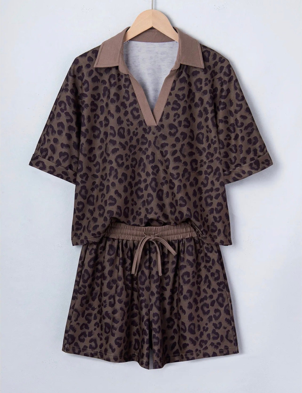 Leopard V-Neck Top & Shorts