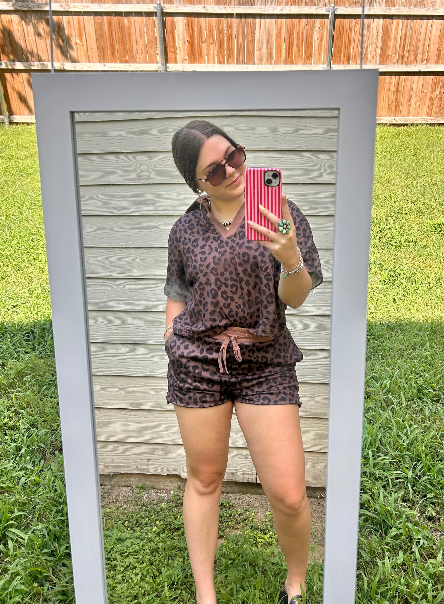 Leopard V-Neck Top & Shorts