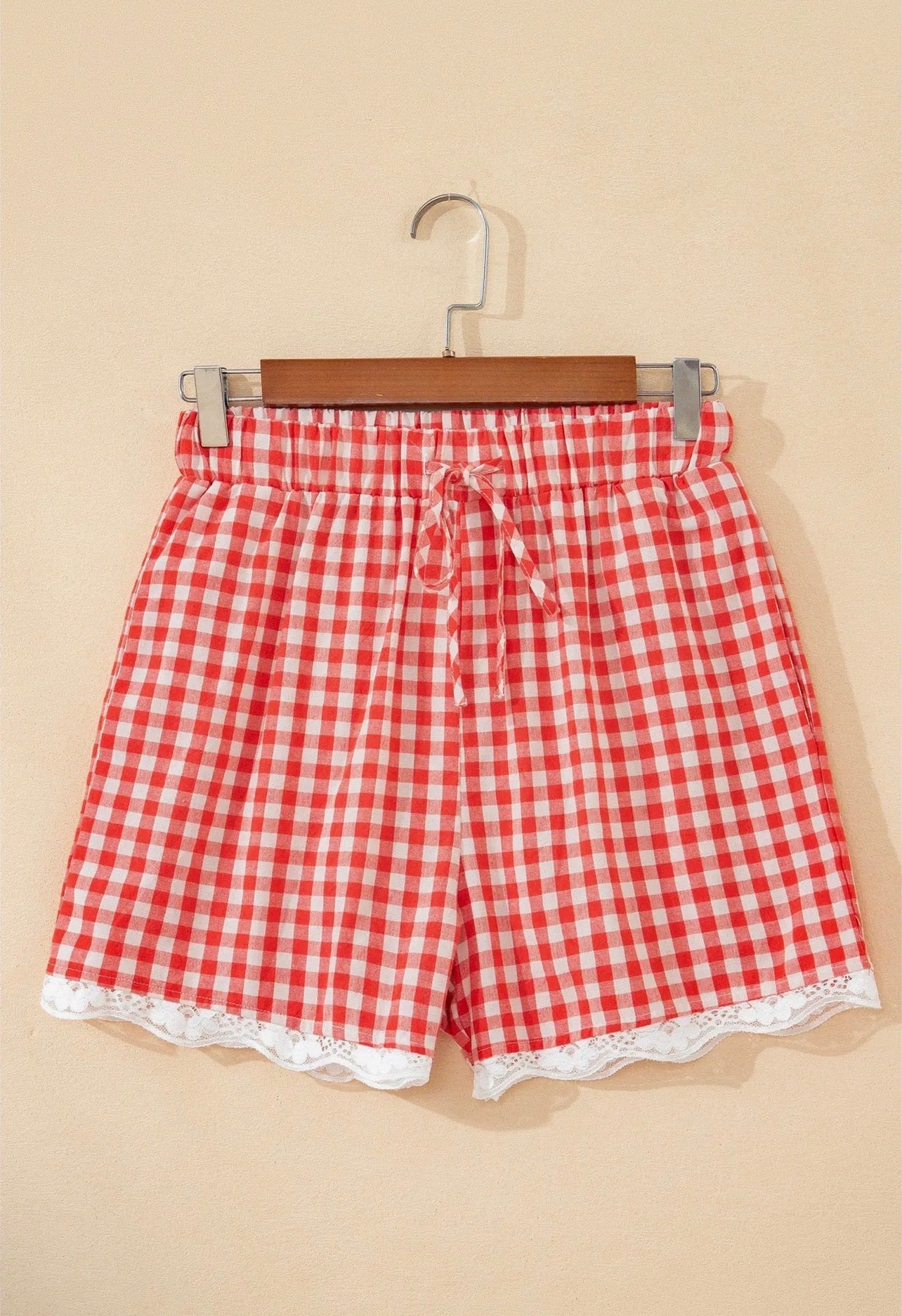 Gingham Plaid Lace Shorts