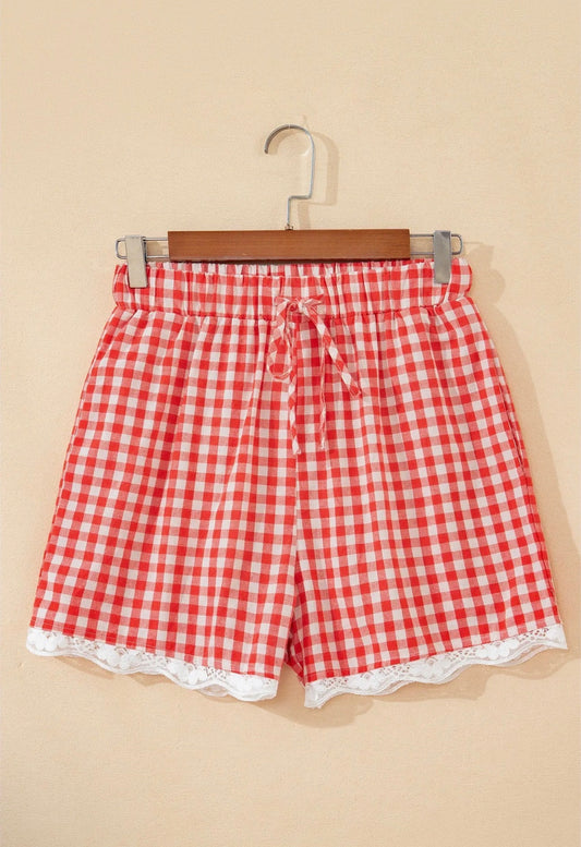 Gingham Plaid Lace Shorts