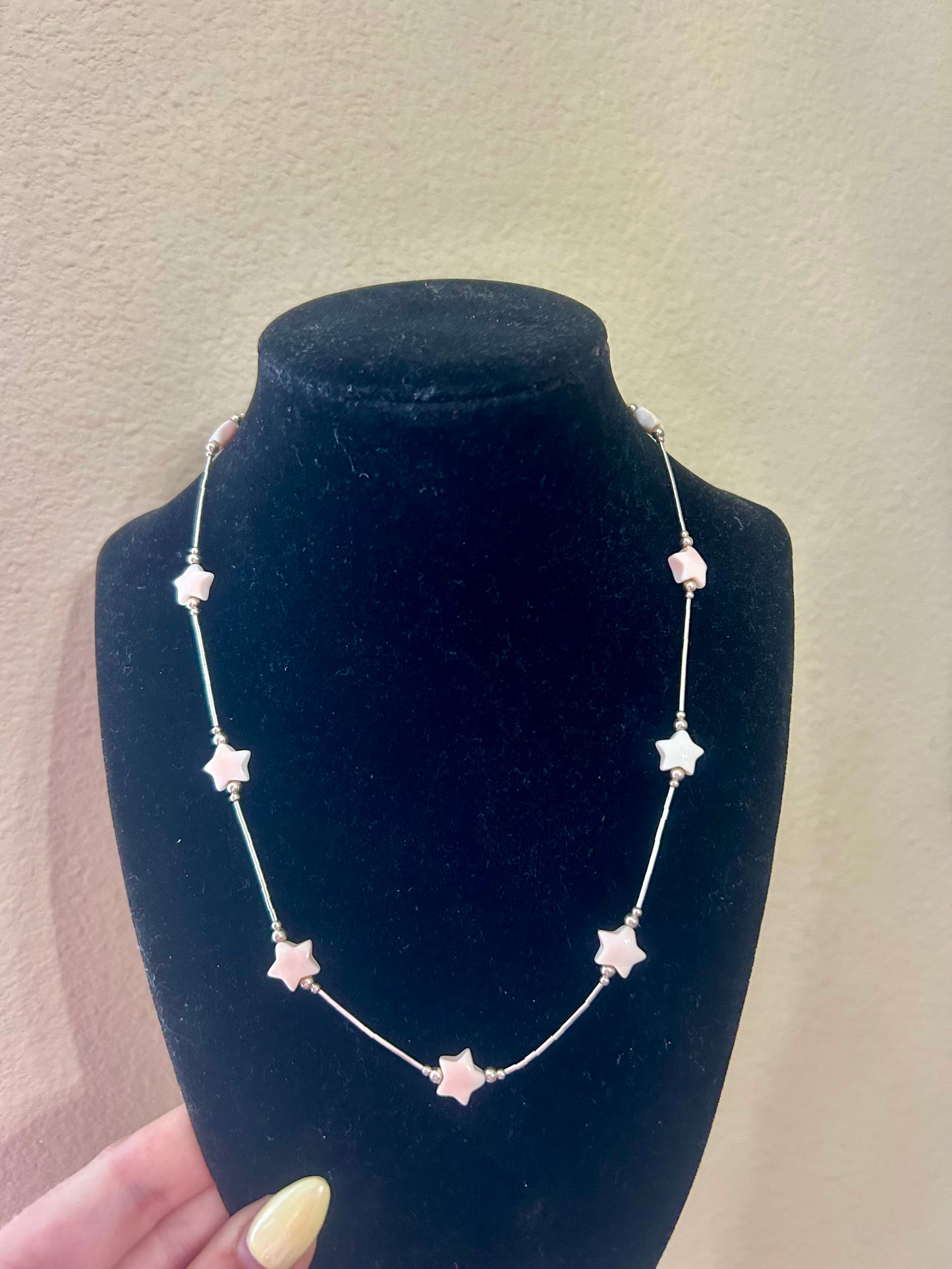 Pink Conch Liquid Silver Star Necklace
