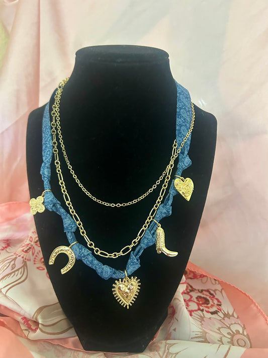 Denim Scarf Necklace